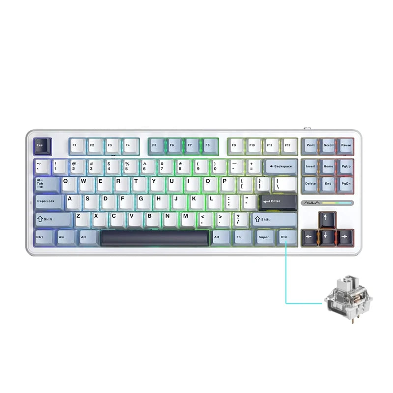 Teclado Mecánico AULA F87Pro – 87 Teclas, Triple Modo (USB/2.4G/Bluetooth), RGB, Hot-Swap y Batería 4000mAh