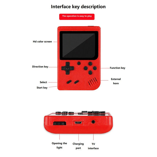 Consola Retro Portátil Roja para Niños – Consola Clásica con Cientos de Juegos + Conexión a TV