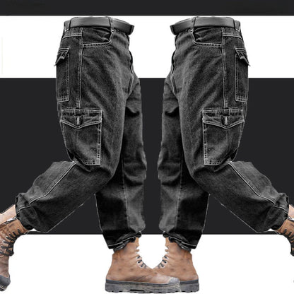 Pantalones Overol Hombre Trabajo | Workwear Denim Algodón Grueso Resistente con Bolsillos Múltiples