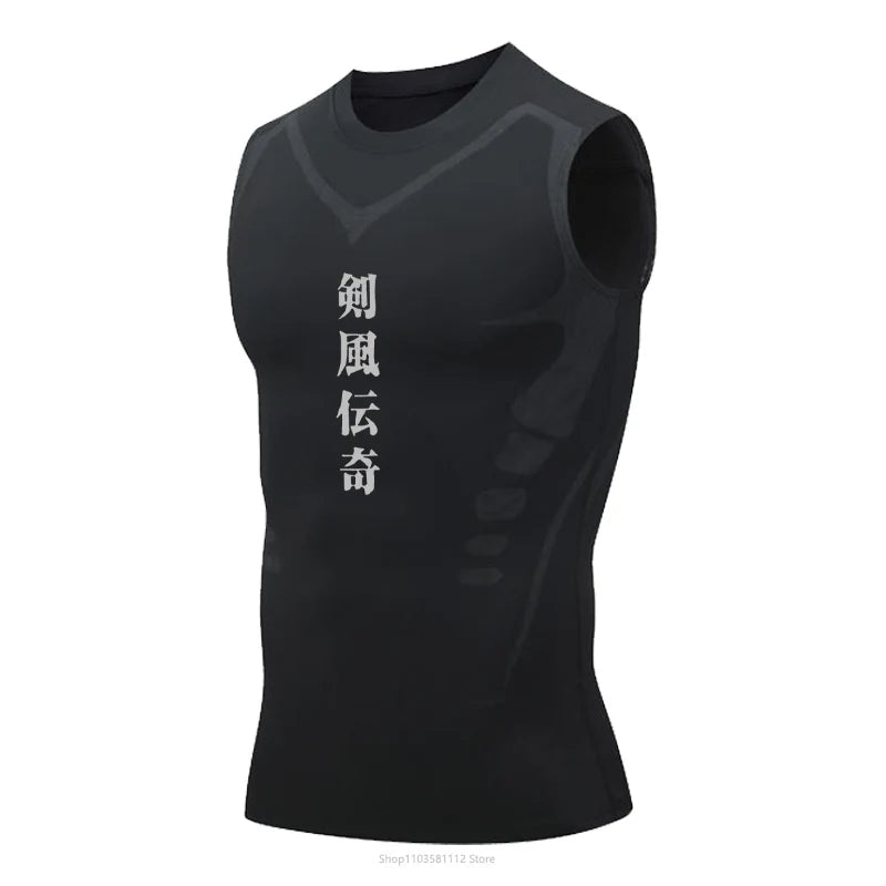 Camiseta Compresiva sin Mangas para Hombre – Tank Top de Gym, Fitness y Baloncesto con Malla y Secado Rápido
