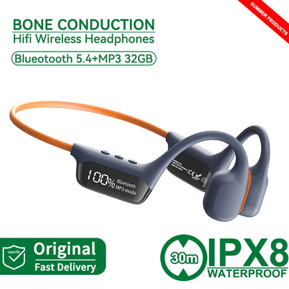 Auriculares de conducción ósea S10 Bluetooth 5.4 – Inalámbricos, impermeables IPX8, con MP3 y 32GB