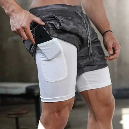 Short Deportivo Hombre 2 en 1 | Shorts de Running, Gimnasio y Entrenamiento | Secado Rápido Verano