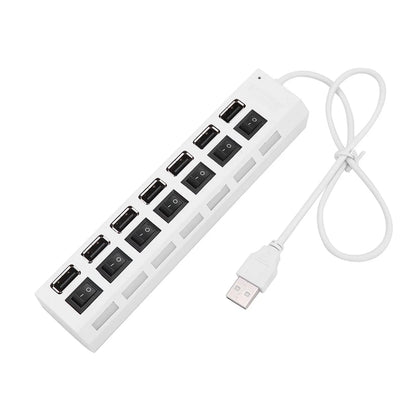 USB Hub 7 Puertos 2.0 – Adaptador Extensor de Datos para Laptop y PC