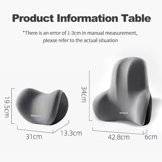 Cojín Ergonómico para Coche con Espuma Viscoelástica | Almohada de Cuello y Soporte Lumbar Transpirable para Asiento