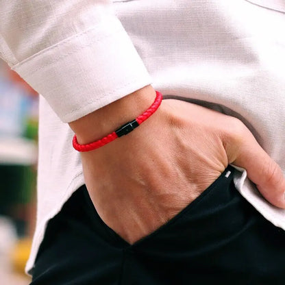 Brazalete cuerda roja suerte – Pulsera unisex magnética para pareja, riqueza y prosperidad