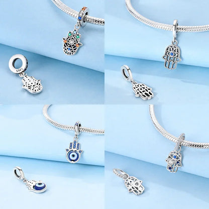 Charm Mano de Fátima y Ojo Turco en Plata 925 – Beads Protectores Compatibles Pandora Mujer Joyería DIY