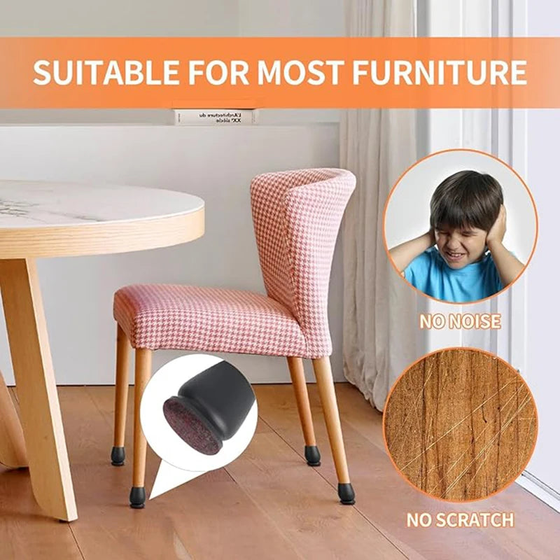 8PCS Protectores para Patas de Silla con Fieltro Grueso – Fundas de Silicona Antideslizantes para Muebles