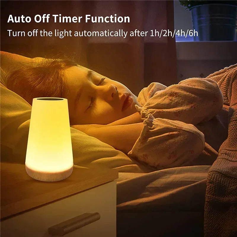 Lámpara de noche LED RGB 13 colores – Recargable USB, táctil y con control remoto, regulable y portátil para mesa o dormitorio
