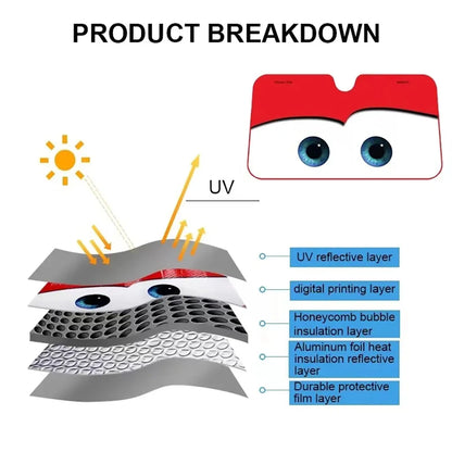Protector Solar para Coche con Diseño de Ojos | Parasol Térmico de Parabrisas en 4 Colores