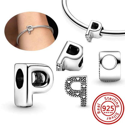 Charm Letras A–Z Plata 925 | Alfabeto Completo | Compatible Pandora Pulseras DIY