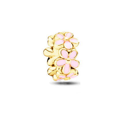 Charm Plata 925 Flores Rosadas | Cerezo y Margarita Brillante Compatible Pandora