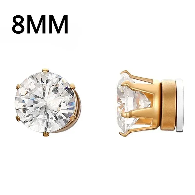Pendientes Magnéticos de Cristal Unisex | Aros Punk con Zirconia | Joyería sin Perforación para Hombres y Mujeres