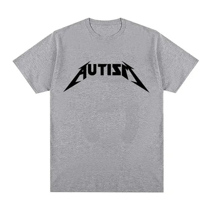 Camiseta Autism Metal Rock Meme | Hombre y Mujer | Hip Hop Oversized Manga Corta Verano