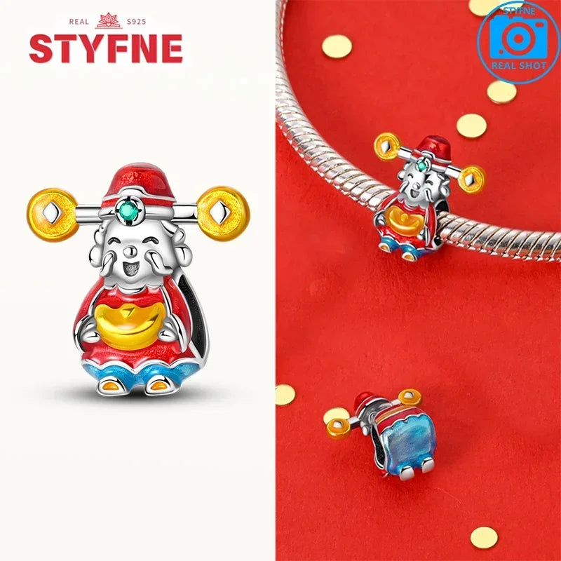 Charm dragón chino y gato en plata 925 – Abalorio clásico para pulsera tipo Pandora, joyería DIY elegante para mujer