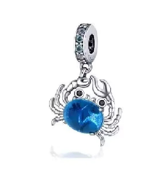 Charm Serie Océano en Plata 925 – Abalorios Tortuga, Cangrejo y Sirena para Pulsera Original Mujer