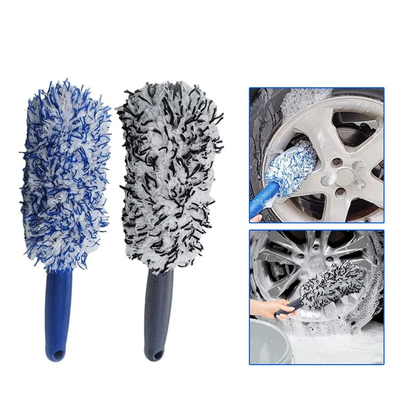 Car Cleaning Brush Car Cleaning Wheel Brush Portable Plush Tire and Rim Car Care Accessories Multifunctional Brush Tool Car Care