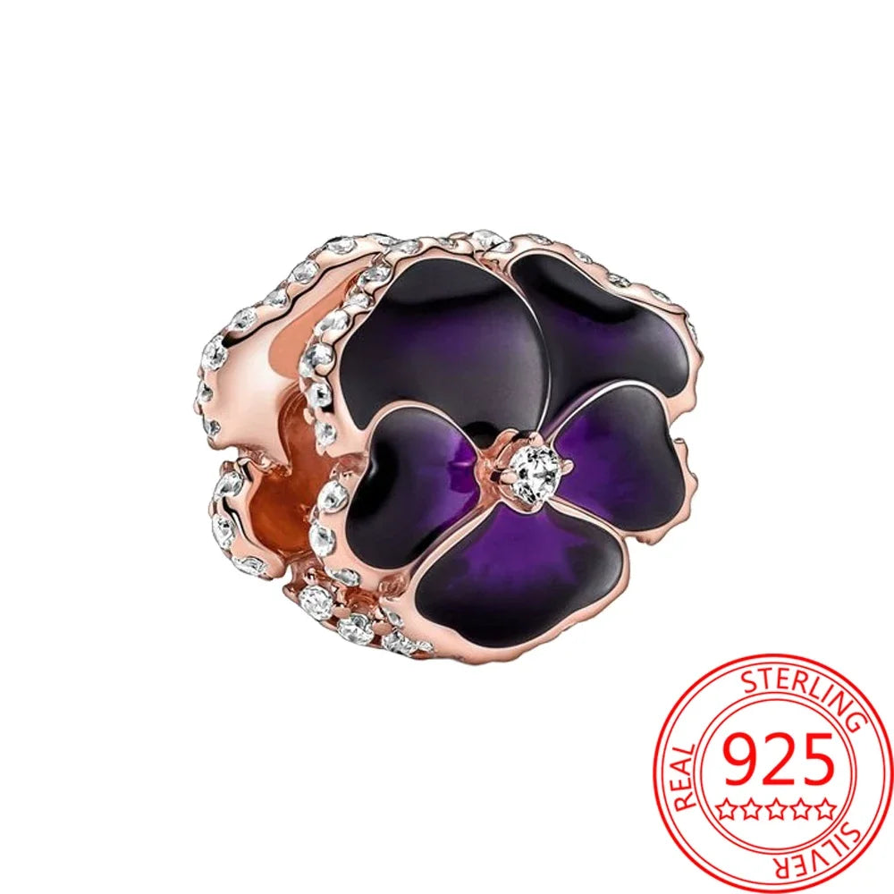 Charm Colgante Pareja Plata 925 y Oro Rosa | Compatible Pandora Original | Pulsera o Collar Mujer