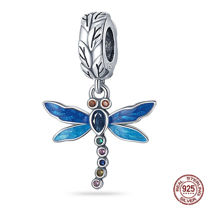 100% 925 Sterling Silver Creative Blue Luminous Firefly Charms Pendants Fit Qikaola 925 Original Bracelets DIY Birthday Jewelry