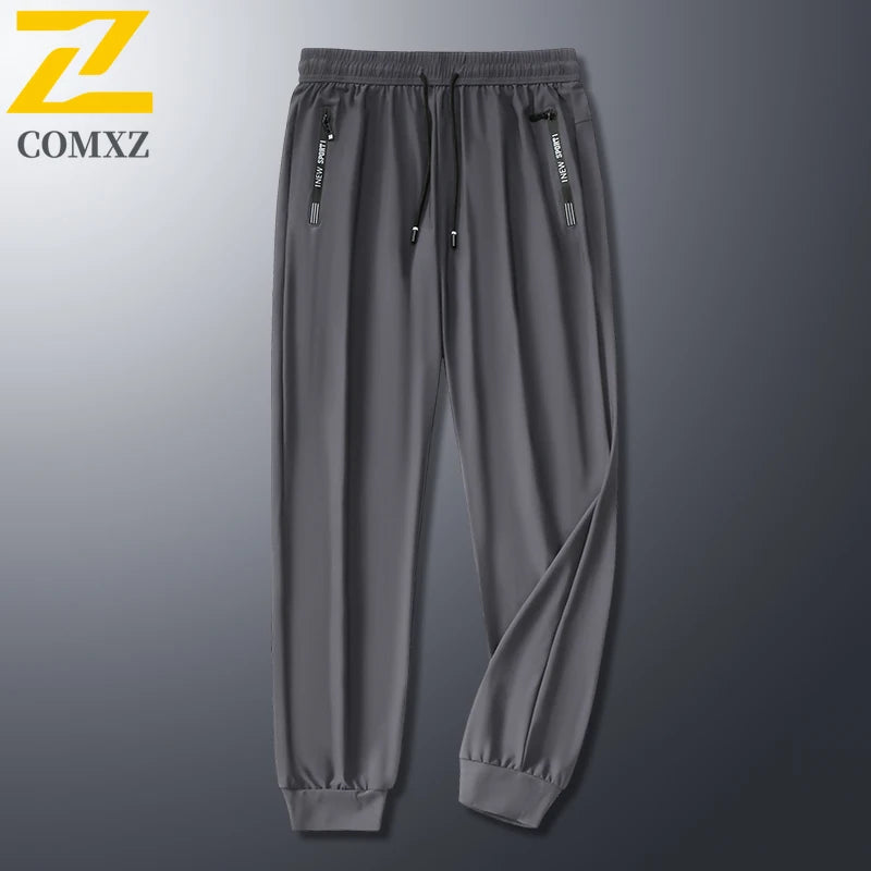 Pantalones Casual de Seda Ice para Hombre 2025 – Transpirables, Sueltos, Joggers Elásticos, Talla Grande, Secado Rápido, Tobillo Cónico, Largo 9/4