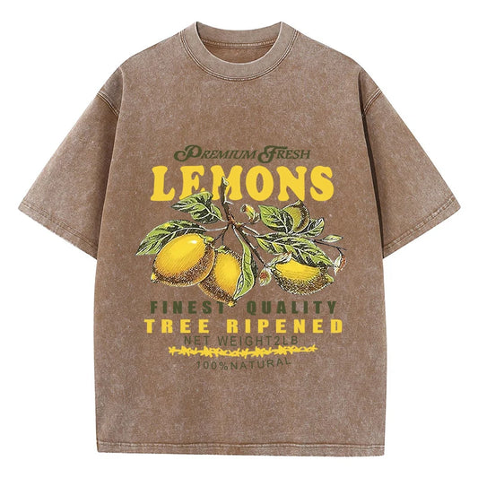 Camiseta Oversize Estampado Limones | T-Shirt Vintage Algodón Casual Verano