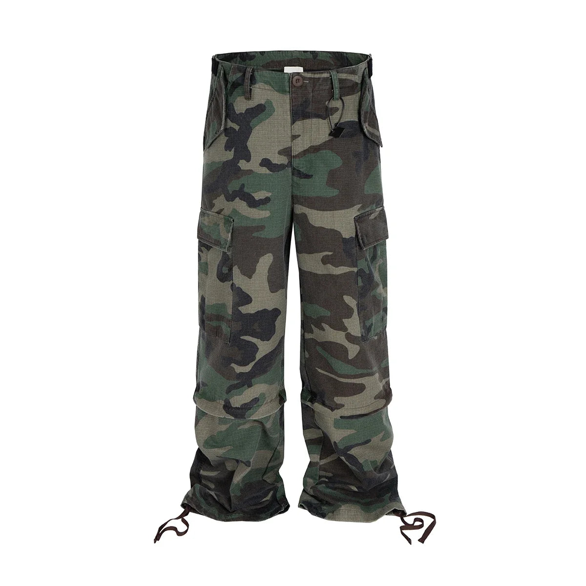 Pantalones Cargo Camuflados Unisex Desmontables | Wide Leg Oversize Rectos Baggy con Patchwork y Colores en Contraste
