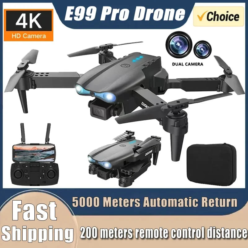 Drone E99Pro 4K con doble cámara – RC plegable WiFi 5G FPV con altura estable y modos especiales