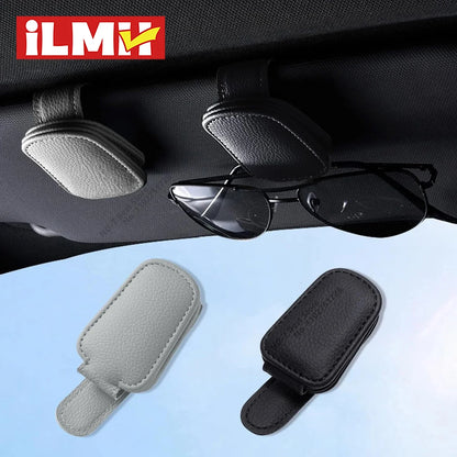 2PCS Porta Gafas de Sol Magnético para Parasol de Coche – Clip de Cuero con Soporte para Gafas y Tickets