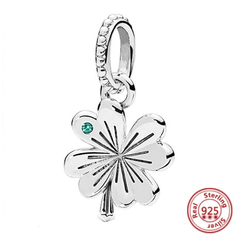 Charm trébol verde dopamina en plata 925 – Flor del bosque para pulsera DIY compatible Pandora mujer