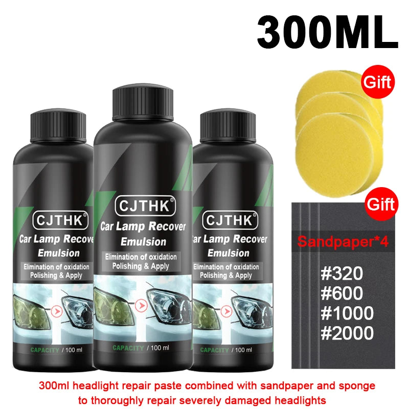 Kit Restauración de Faros Coche 30ml-300ml | Pulimento Eliminador de Rayones, Amarillamiento y Oxidación | Líquido Pulidor Lentes