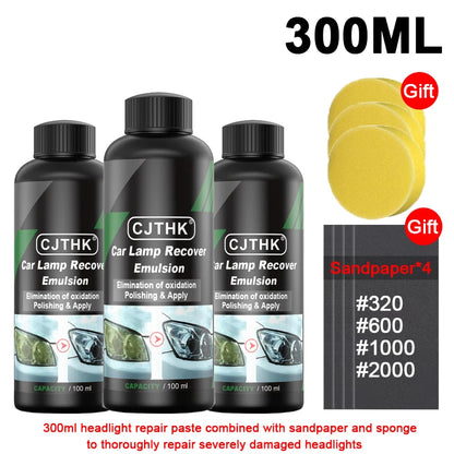 Kit Restauración de Faros Coche 30ml-300ml | Pulimento Eliminador de Rayones, Amarillamiento y Oxidación | Líquido Pulidor Lentes