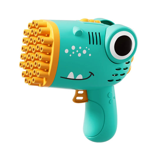 Pistola de Burbujas Dinosaurio 40 Agujeros – Máquina Automática de Burbujas Infantil Sin Batería ni Agua