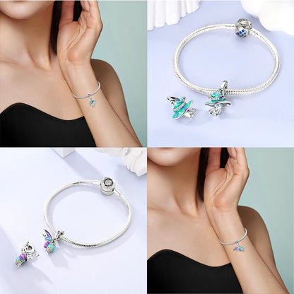 Charm de Plata S925 Hamster, Terrier y Princesa – Abalorios Brillantes para Pulseras Originales 3mm