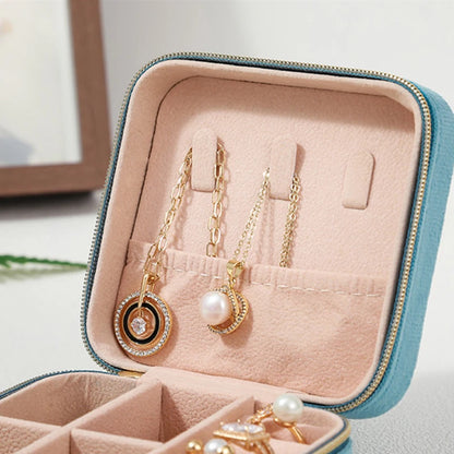 Estuche de Terciopelo para Joyería - Caja Organizadora Portátil con Cremallera para Anillos, Aretes y Collares
