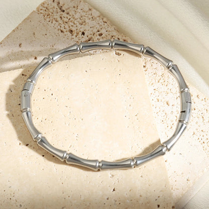 Pulsera de Acero Inoxidable Bambú para Mujer y Hombre - Diseño Elegante en Oro y Plata