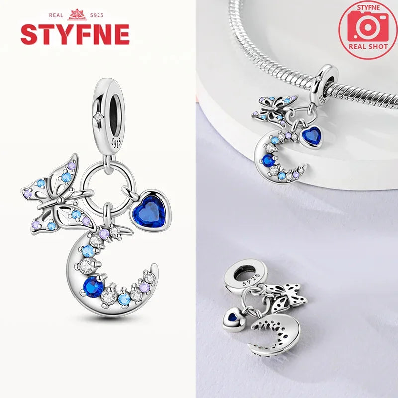 Charm Mariposa Colorida en Plata 925 con Circonitas – Beads Brillantes Compatibles Pandora Mujer Joyería DIY