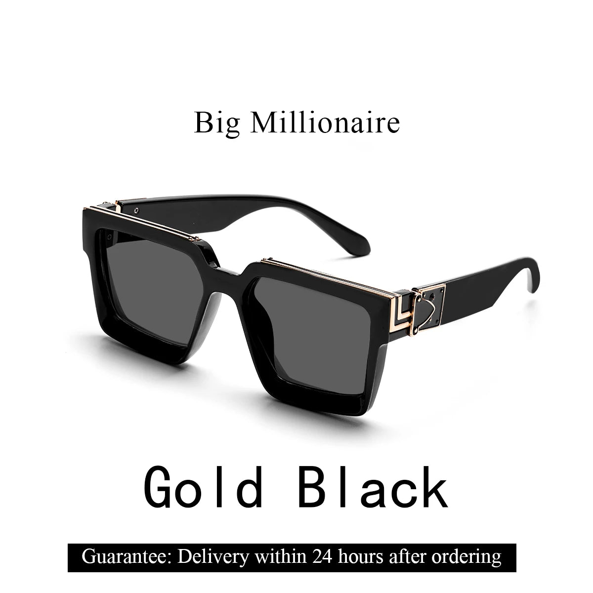Gafas de Sol Retro Negras Millionaire | Lujo Cuadradas Unisex Hombre & Mujer 2025