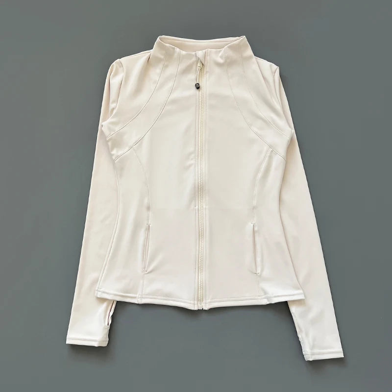 Chaqueta Deportiva de Mujer Quick Dry | Sudadera Slim Fit con Cremallera y Cuello Alto para Yoga, Running y Fitness