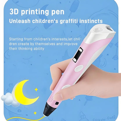 Kids 3D Printing Pen con Pantalla LCD y Stickers – Compatible con Filamento PLA, Seguro y Creativo, Regalo de Cumpleaños para Niños y Niñas
