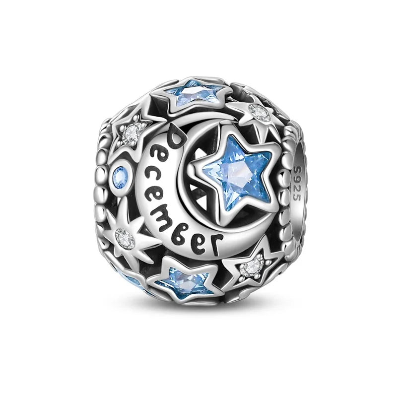 Charm de Plata 925 con Piedra de Nacimiento – Bead Brillante para Pulsera, Regalo de Cumpleaños Mujer
