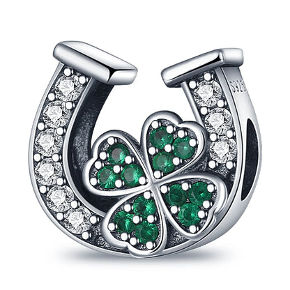 Charm de Plata S925 Mariquita de Siete Puntos y Trébol de la Suerte – Abalorio Colorido y Brillante para Pulseras Originales
