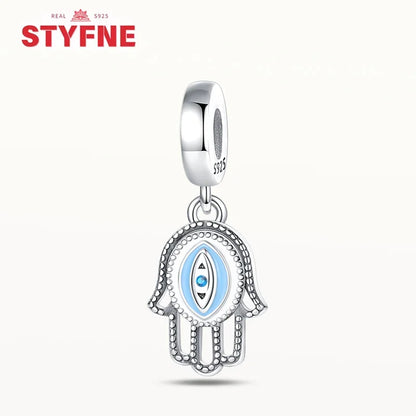 Charm Mano de Fátima y Ojo Turco en Plata 925 – Beads Protectores Compatibles Pandora Mujer Joyería DIY