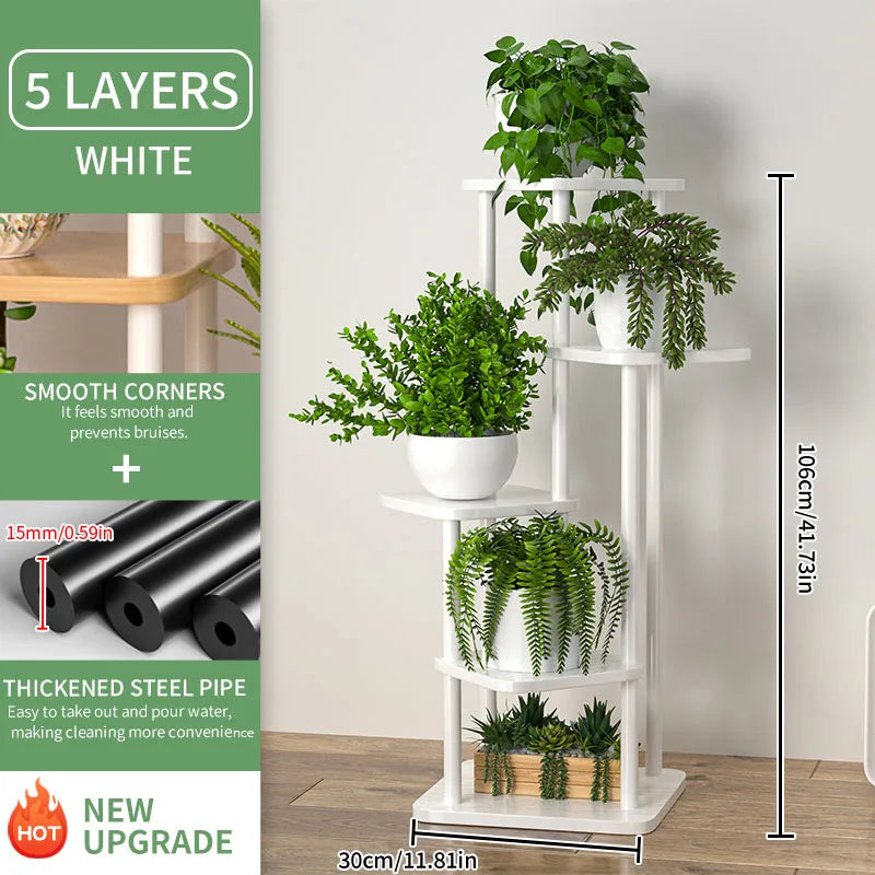 Soporte de Plantas de Madera – Estantería 4/5/6 Niveles para Macetas y Flores