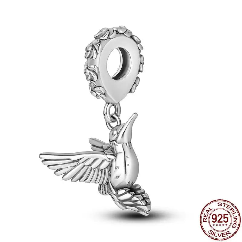 Charm camaleón y luciérnaga en plata 925 – Dije animal brillante, compatible Pandora, pulsera y collar mujer