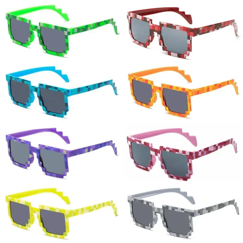 Kids Sunglasses Funny Sun Glasses Cosplay Action Game Toy Square Glasses Pixel Mosaic Очки Thug Life Eyewear Driving Goggles