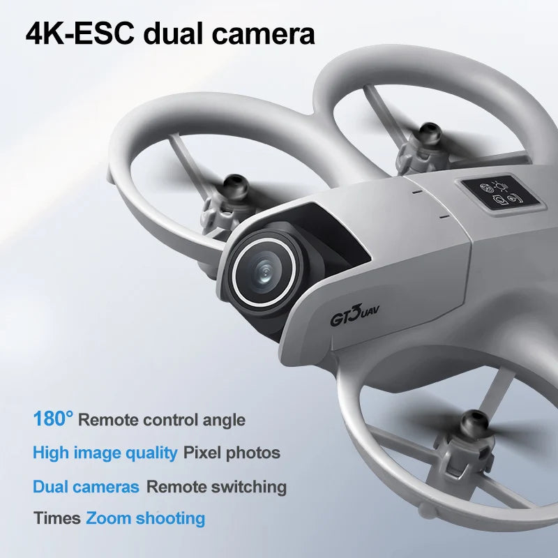 Mini Drone GT3 con Cámara 8K – Drone con 180° ESC, Posicionamiento Óptico, WiFi y Control Remoto para Fotografía Aérea