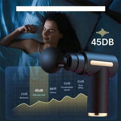 Masajeador portátil de percusión – Pistola de masaje muscular profunda recargable USB para cuello, espalda y cuerpo completo