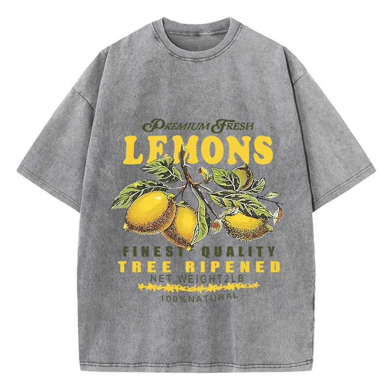 Camiseta Oversize Estampado Limones | T-Shirt Vintage Algodón Casual Verano