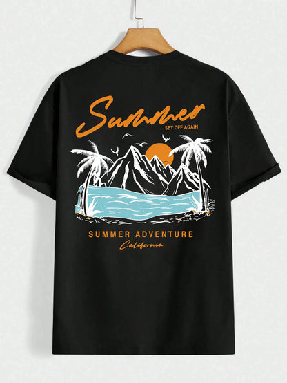 Camiseta Hombre 2025 | “Off Again Adventure” Estilo Verano Casual Oversize