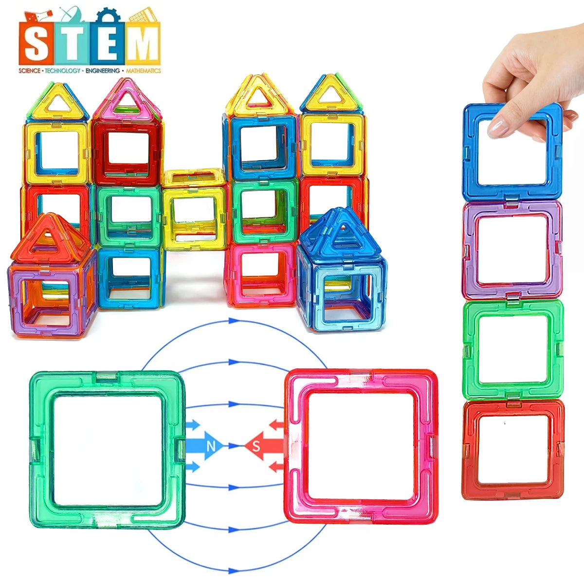 Bloques de Construcción Magnéticos STEM | Juguetes Educativos de Imanes para Niños