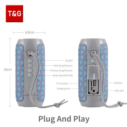 T&G TG117 Altavoz Bluetooth Portátil – Parlante Inalámbrico IPX5, Batería 10H, Manos Libres, FM, USB, TF Card